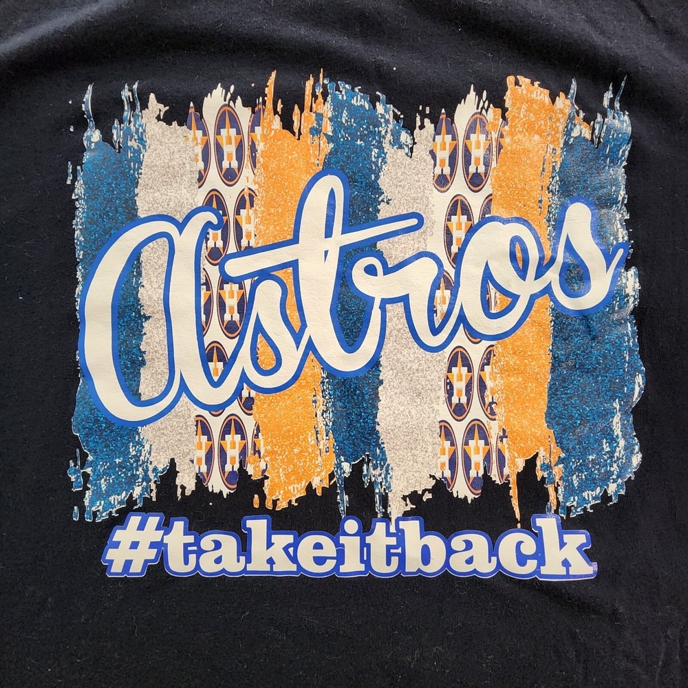 Houston Astros #Takeitback Blue Orange Baseball Cotton Blend T-Shirt Adult M